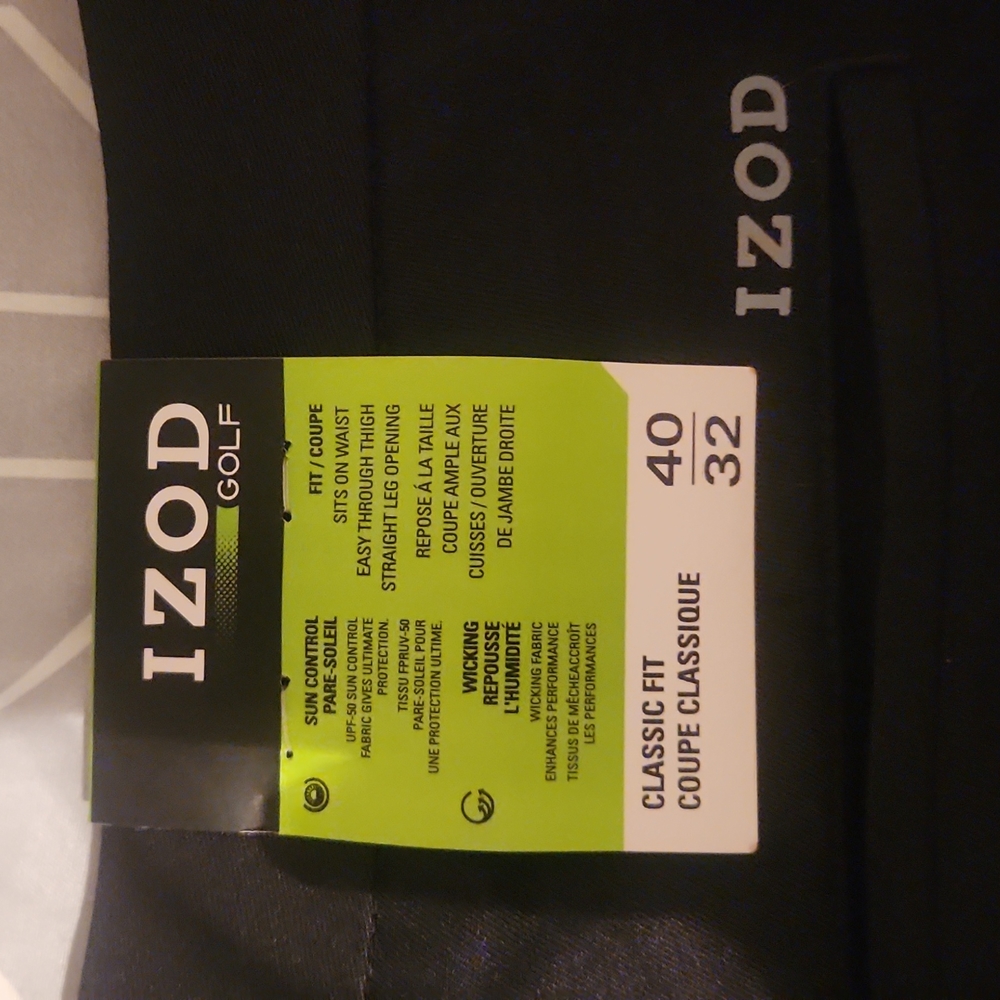 Mens, Izod, Black,  Golf, Pants, 40x32, New with Tags